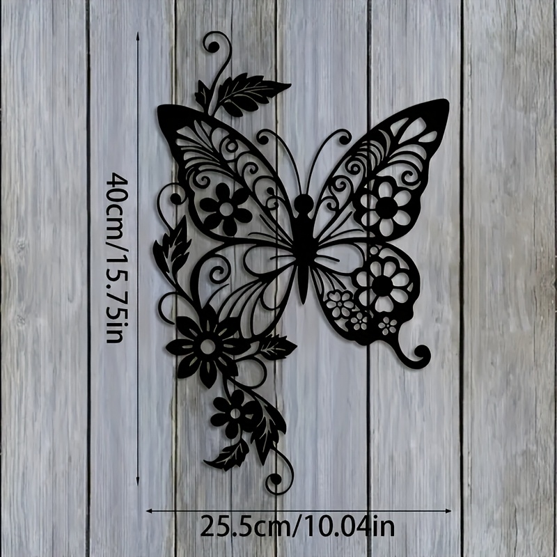 Image of Elegant Vintage-style Metal Wall Art, 10.04"x15.75" - Intricate In Black & Golden, Ideal For Home & Garden Decor, Perfect Gift For Holidays & Special Occasions, Decorations
