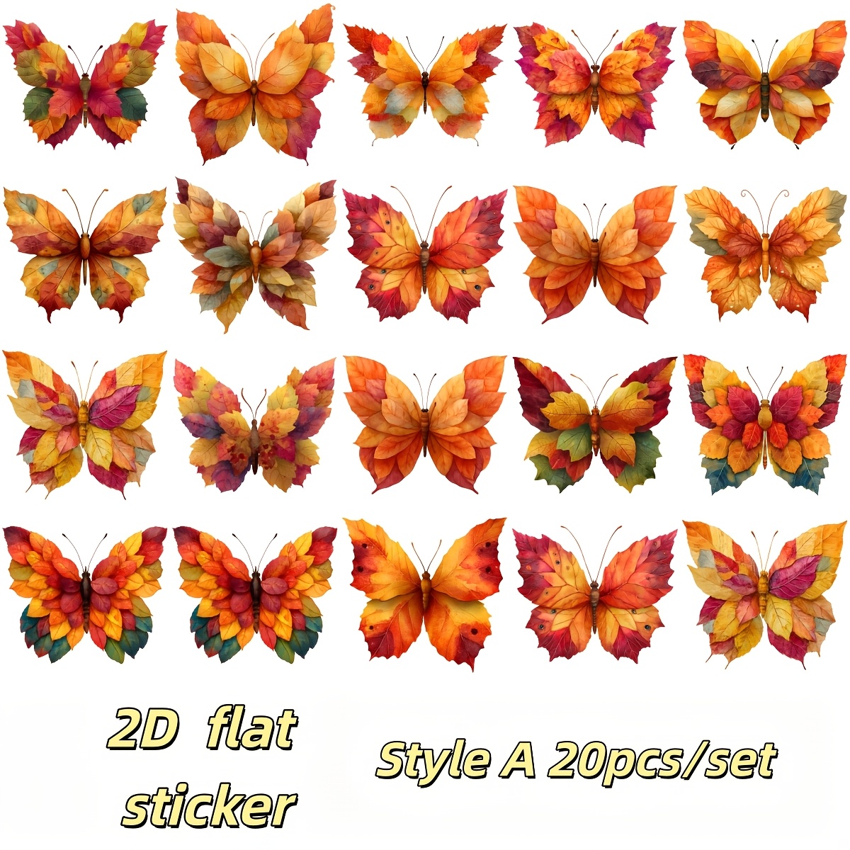 TEMU 20pcs/set 2d Flat Stickers Autumn Maple Leaf Decoration Stickers Crafts Scrapbooks Travel Bags Laptops Guitars Skateboards Walls Luggage Diaries