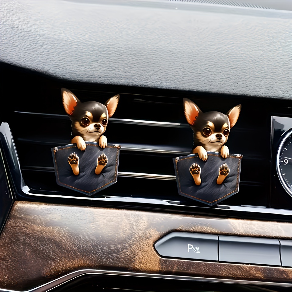 

2-pack Cute Chihuahua Freshener Set For Vehicle, Long-lasting Aroma With Options For Balm, Compressed Scent Tablet, Or Incense Stick