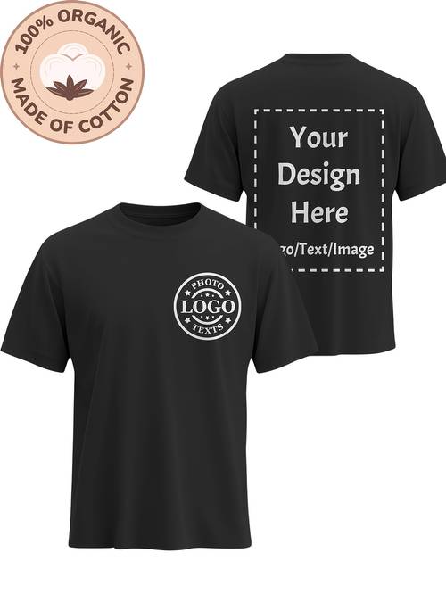mens 100 cotton custom t shirt personalized double sided print suitable for team uniforms gifts events soft fit short sleeve with text design machine washable for boyfriend gifts group uniforms