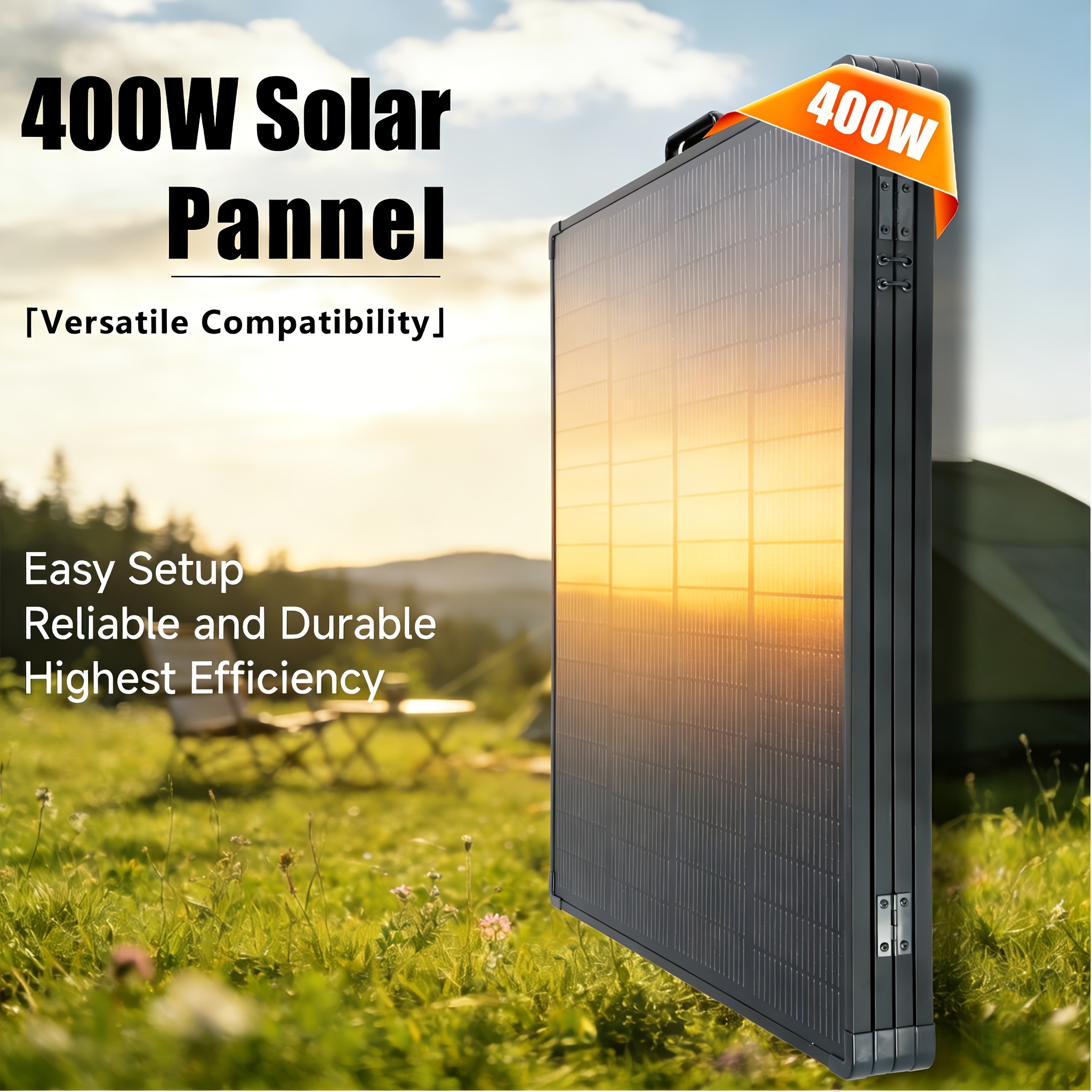 Image of Lvyuan 400w Portable Foldable Solar Panel, 16bb N-type Monocrystalline High 24.5% 4-fold With Adjustable , Mc4 Connector Cable Compatible For Rv Camping Roofs Boats