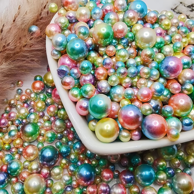 E-shop 1450 Stück Vasenfüller Kunstperlen Vasen Make-up Perlen Kein Loch Glanzperlen Gemischte Größen, Perlen für Schwimmende Kerzen, Runde Perle für