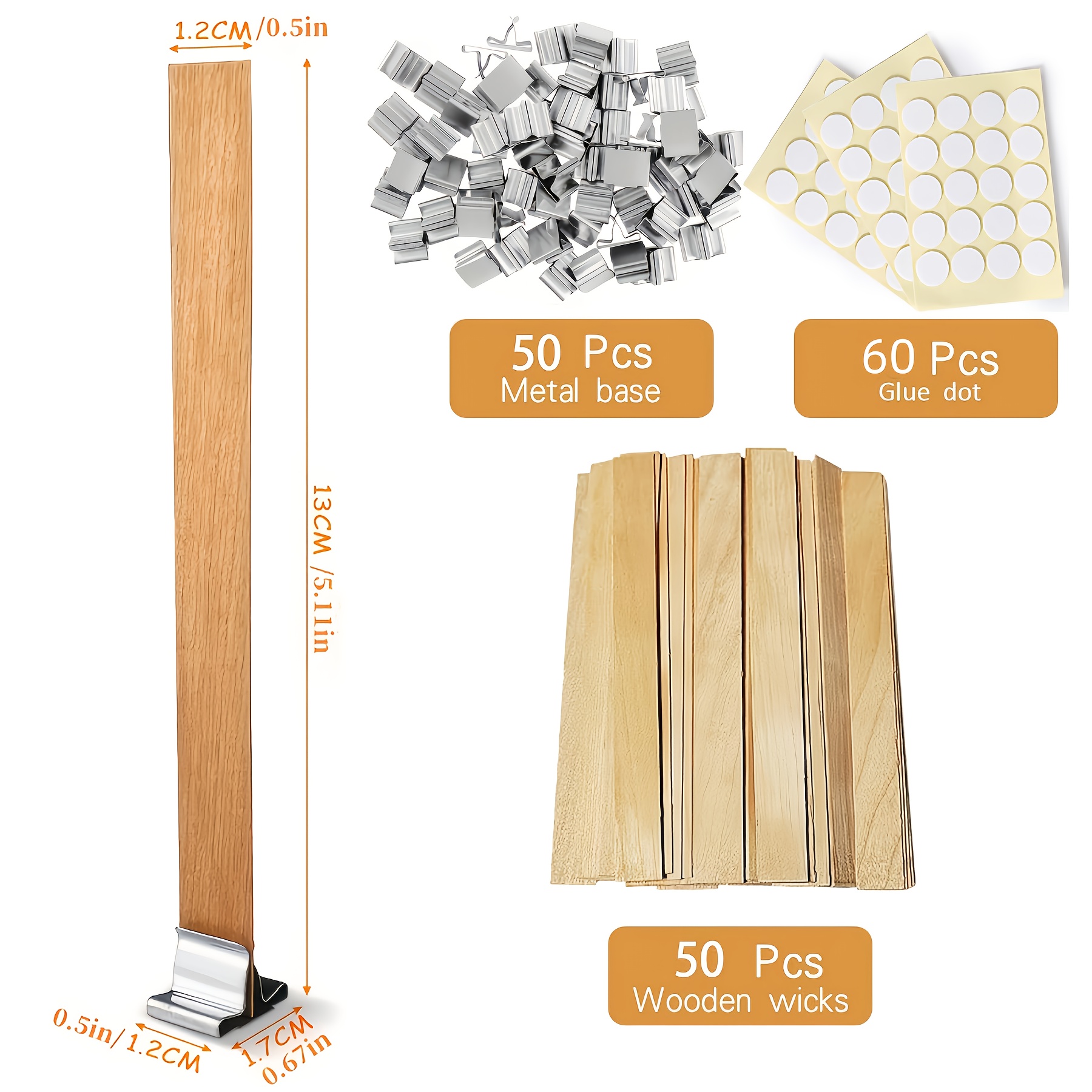 TEMU 160 de Madera Gruesas para Velas. de Madera, de Madera de Larga Duración con Soporte de Hierro , Adhesivos para de Cera, Anchas con Bases de