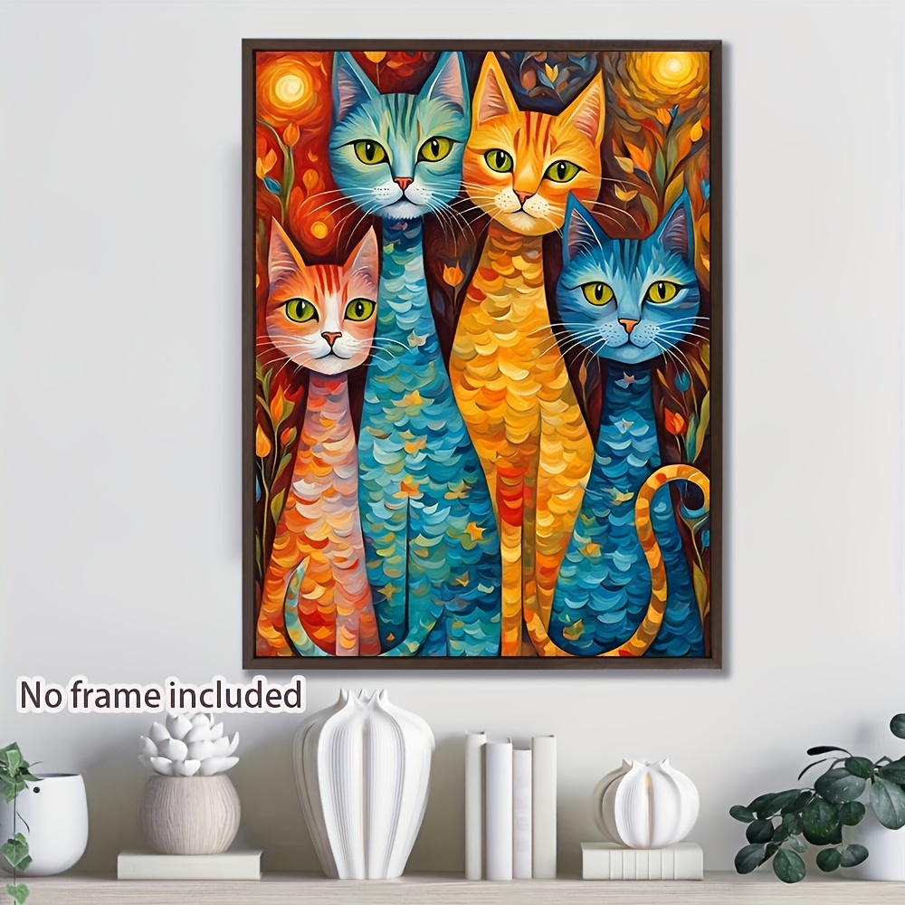 

1pc Art Cat Canvas Art Print - Ink Hanging Decor - Painting For , , Restaurants - 30.48 X 40.64 Cm