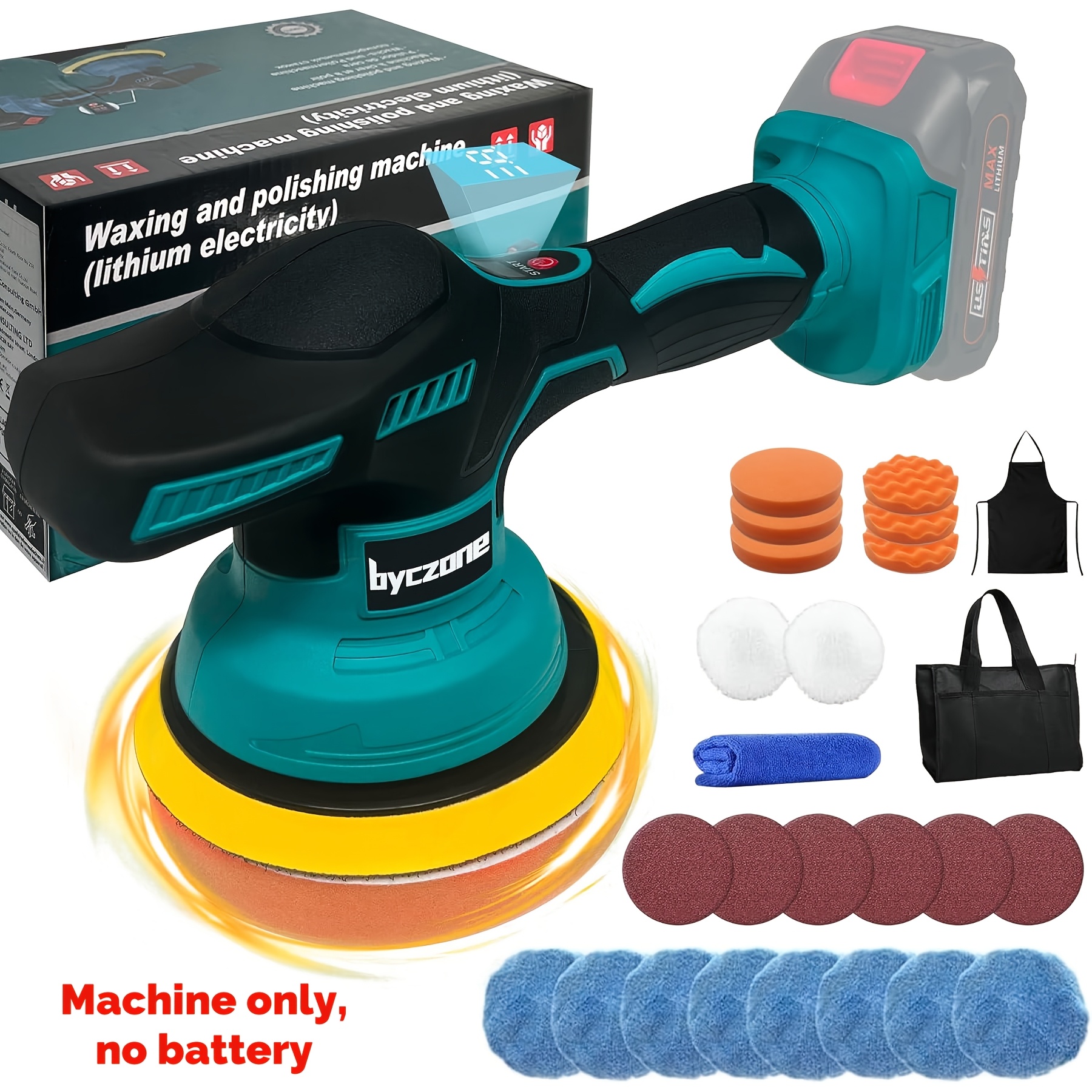 Cordless Car Buffer Polisher For 18v Battery, 6-inch Portable Orbital Buffer Polisher Kit, 8- Polisher For Car Detailing/polishing/waxing (battery Not Included)