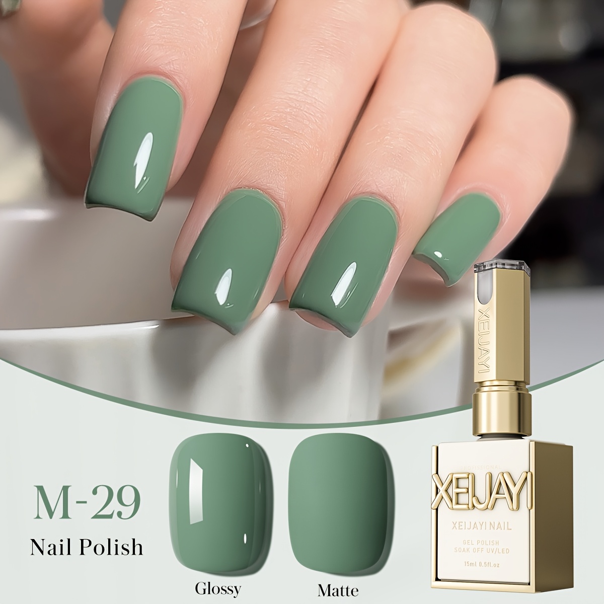 Image of 1pc Xeijayi /korean /led Nail Gel Polish - Semi-permanent Soaking Gel Suitable For Diy & Salon Use, -free Nail Polish With Color, Compatible For Nail Art, No Wipe Gel For & Professional