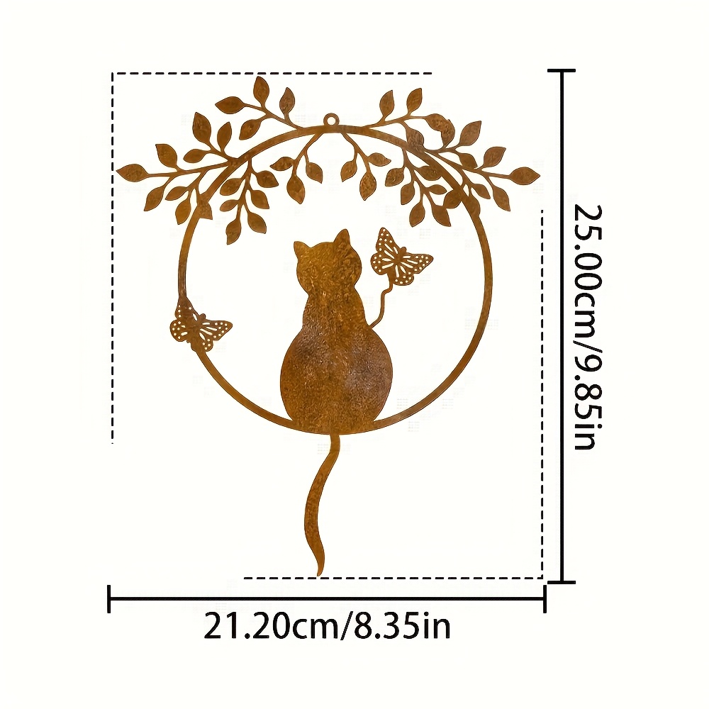 TEMU A Rusty Vintage Cat Metal Sculpture Wall Decoration, Perfect For Cat Lovers, Features A Rusted Ideal For Christmas And Other Festive Occasions,