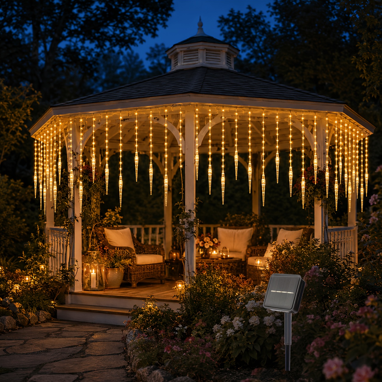 TEMU Luci Solari, 96/162 LED Luci a da Esterno, 3.5M/7M Catene Luminose Sospese con 16/27 , Cavi a LED da 0.5/0.6/0.7M, Ciondoli a Trasparenti,