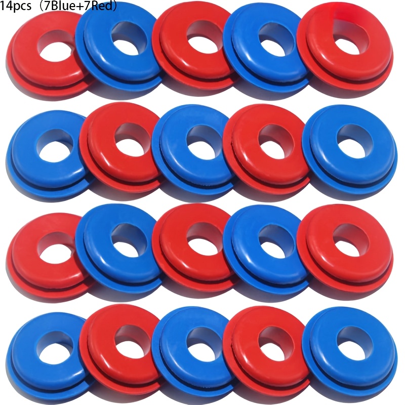TEMU 14pcs Hand Crimp Thick Seal Eyelets For Semi Truck Trailer Brake Air Hose, 7pcs Red And 7pcs Blue, Heavy Duty Truck Accessories, Compatible With