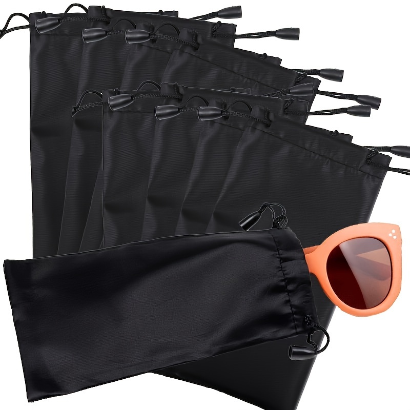 

10pcs, Simple Black Glasses Drawstring Bags, Sunglasses Storage Pouches, Eyewear Accessories For Travel & Packing