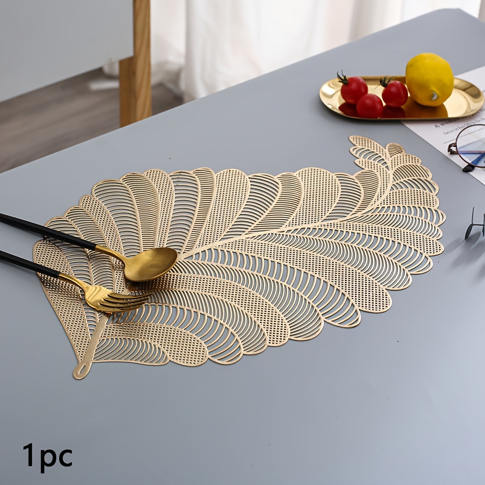 Image of 1pc/2pcs/4pcs Leaf Pvc Placemats Creative Leaf Placemat Plant Leaf Dining Table Mats For Wedding Party Dinner Table Decoration