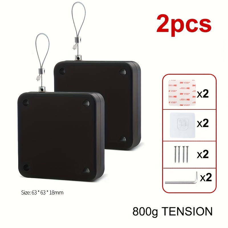2pcs automatic door closing device automatic pull rope bracket with 800 force limit rope adjustable   with sensor for easy closure suitable for use in homes family households and inside stores