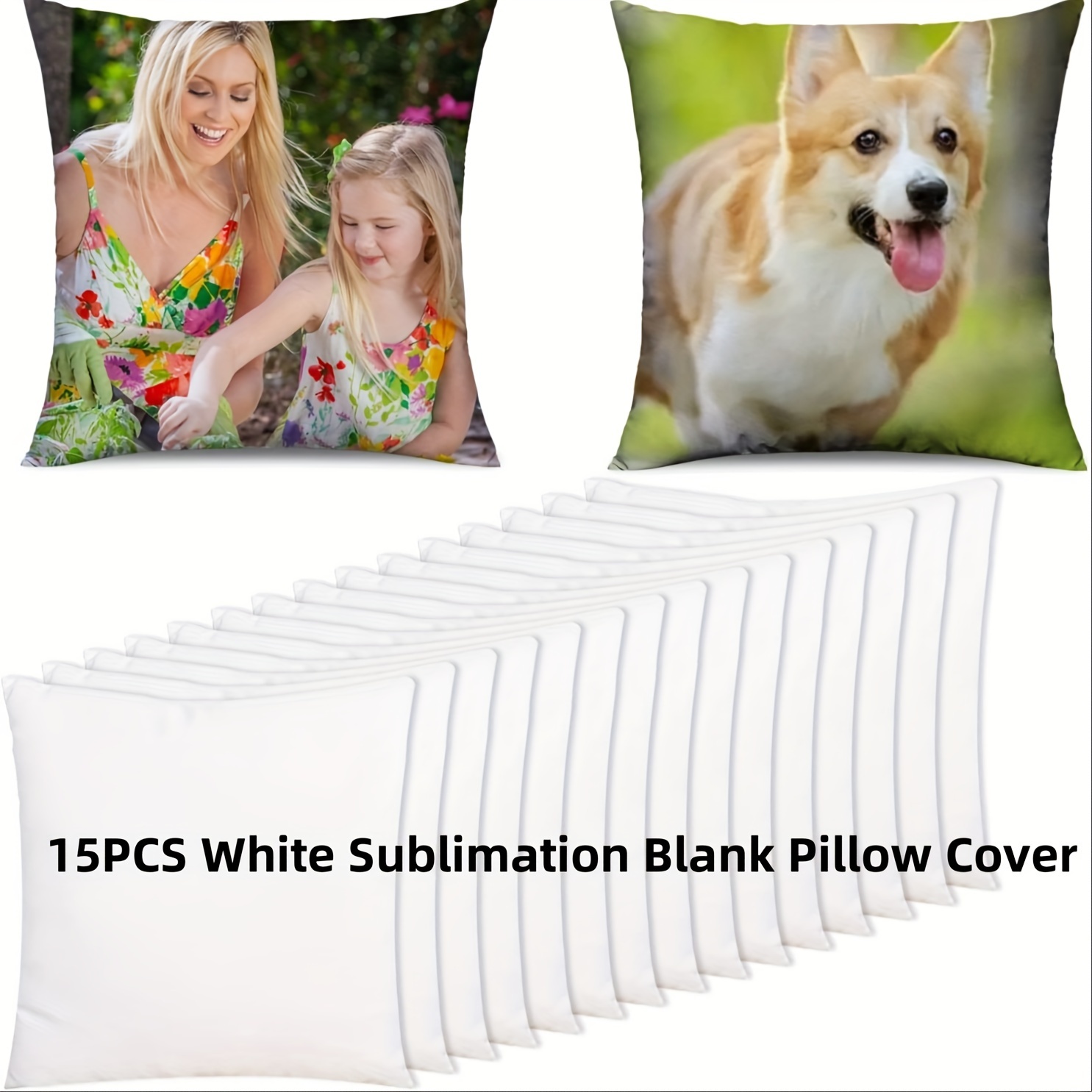 Image of 6/10/15pcs Sublimation Blank Pillow Case 16x16 Inch, White Cushion Case, Pillowcase, Thermal Transfer Diy Picture Pillowcase, Sublimation Polyester Pillowcase (no Pillow Insert)