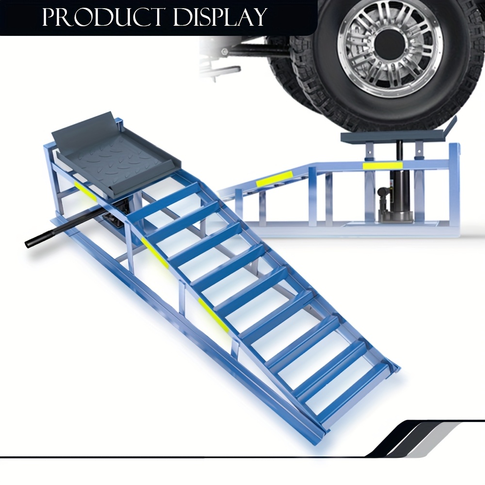 TEMU Hydraulic Car Ramps, 2pcs Heavy Duty Steel Automotive Vehicle Ramps Lift Height 9.8" - 15", Low Profile Portable Car Lift Service Ramps Truck