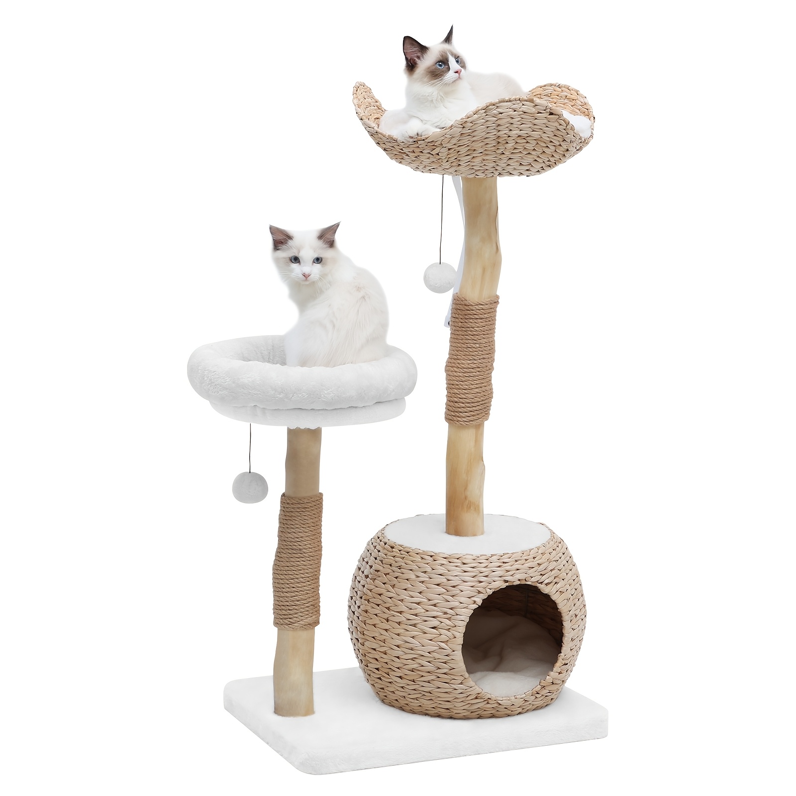 

Deluxe 40.5'' Cat Tree Solid Wood Pillars - Modern Indoor Cat Tower, Scratching Post & Condo - Perfect Gift For Cat Lovers