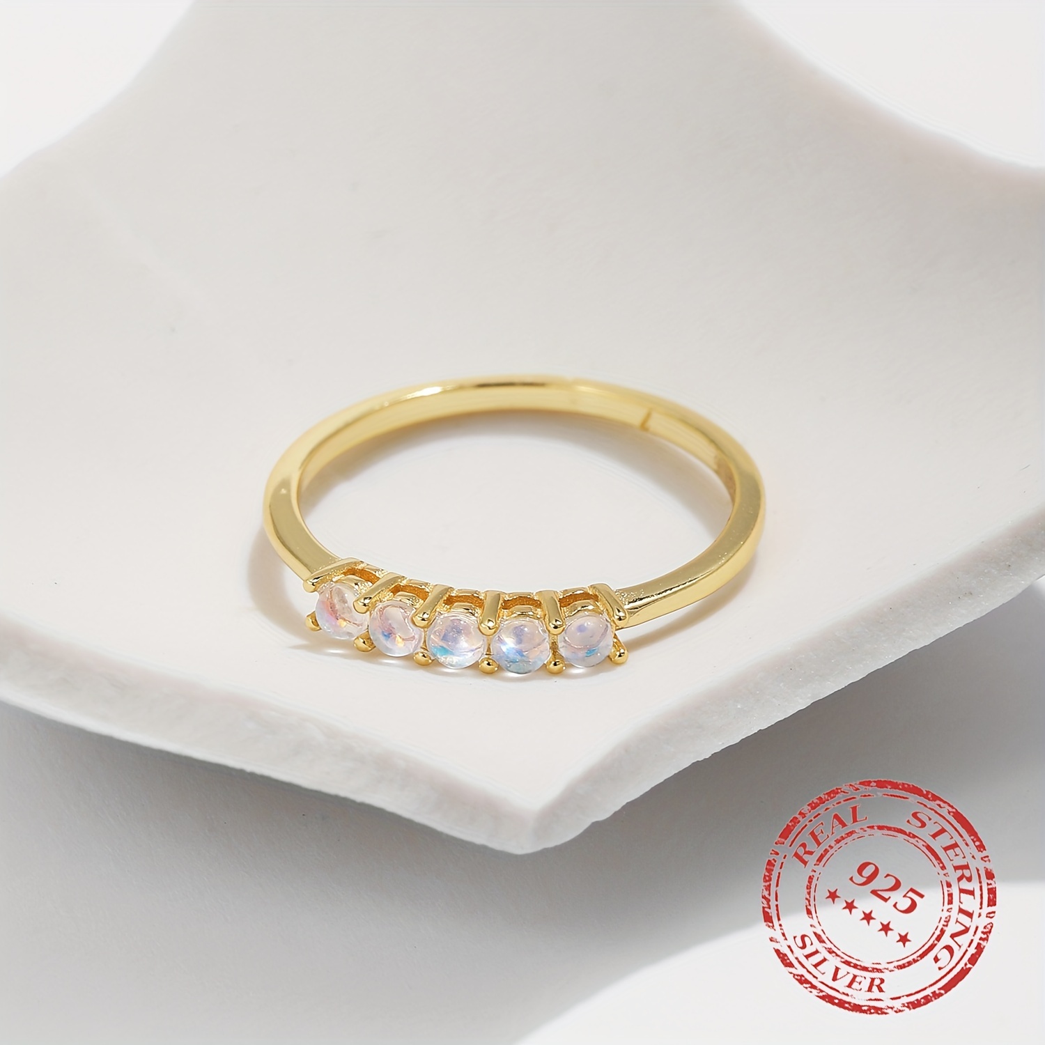 Moonstone Ring in S925 Silver Forest Style