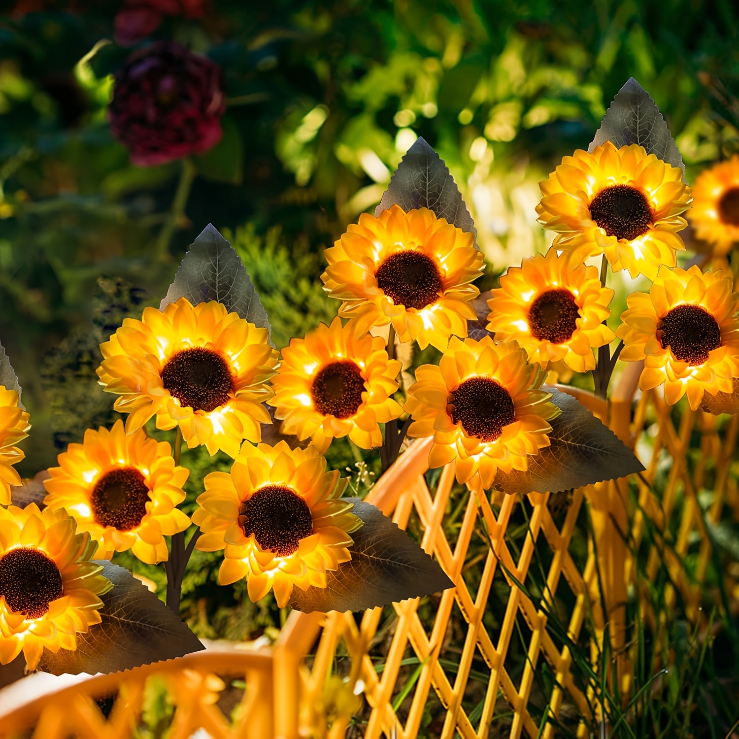 2 or 4 Pack Solar Sunflower LED Garden Lights with Light Sensor, Foldable Path Fixtures, IP65 Waterproof, Yellow Flower Design