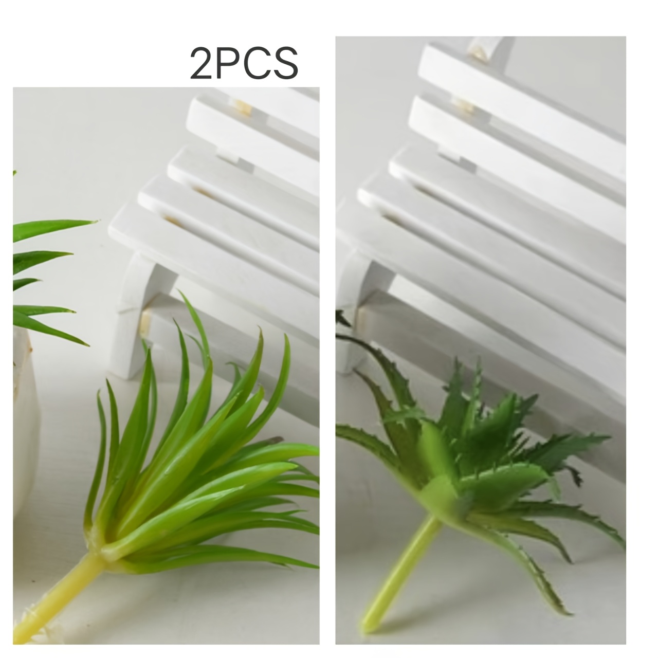 TEMU Lot de 2 pièces : Mini plantes artificielles en pot. Aloe vert et petite herbe-épée verte
