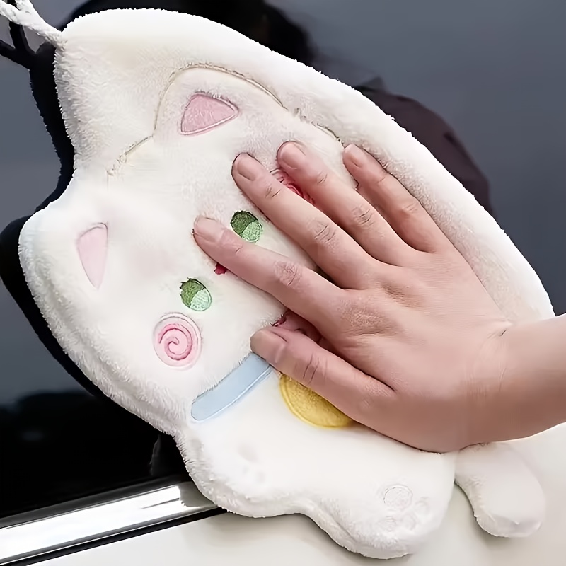 TEMU 1pc Cute Cat Microfiber Fleece Towel - Quick- Absorbent Suitable For Kitchen &, Soft Hanging With Kitten Design, Suitable For Daily Use, Gifts