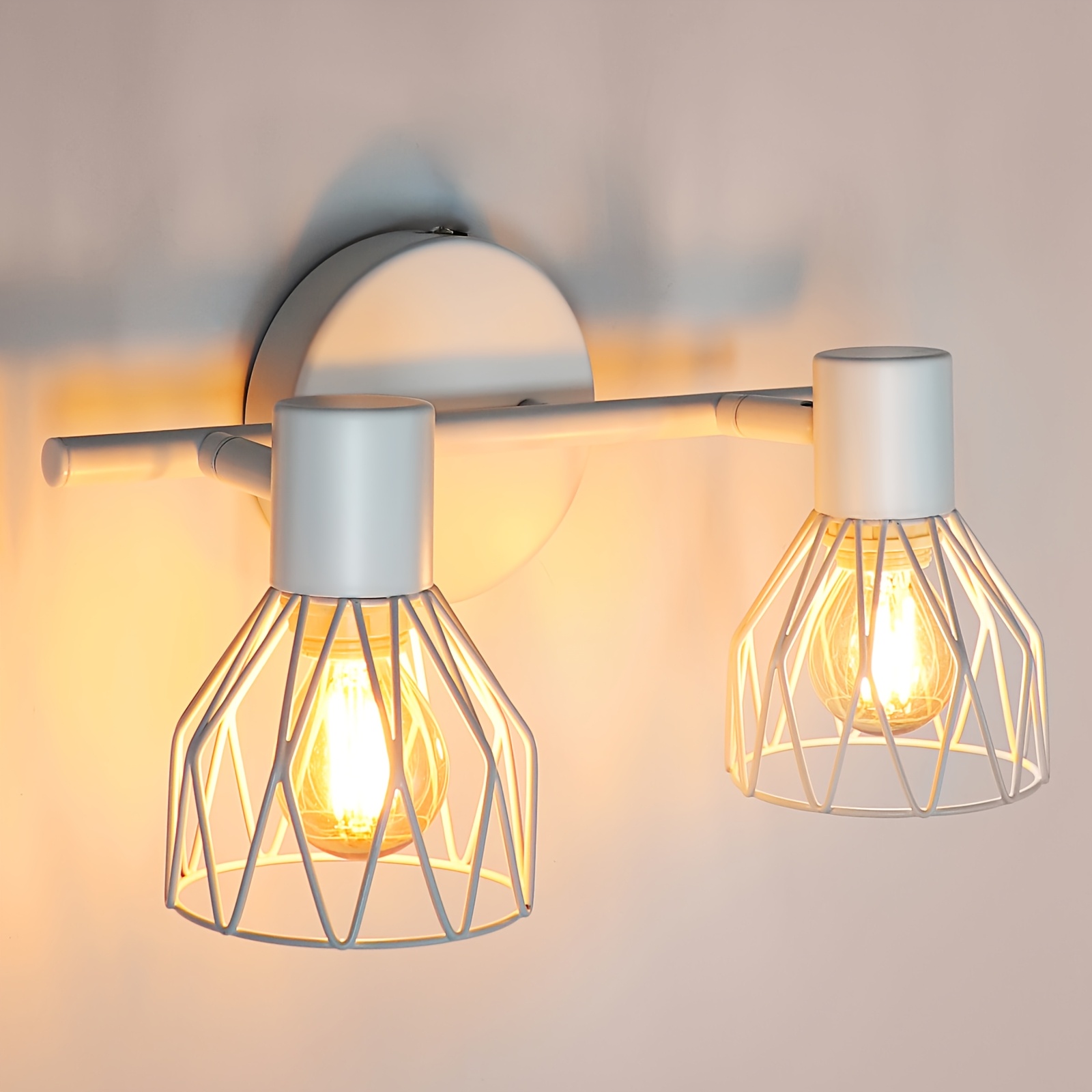 Kimjo Wall Light Indoor Vintage Wall Lamp White - Ceiling Spotlight 2 Bulbs E14 -adjustable Wall Lights Living Room Kitchen Lamp White Spotlight Lights & Living Room Lamp, Without Bulb
