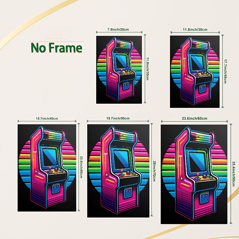 vintage arcade spielkonsolen leinwandposter – neon leuchtkastenkunst mit fluoreszierenden farben