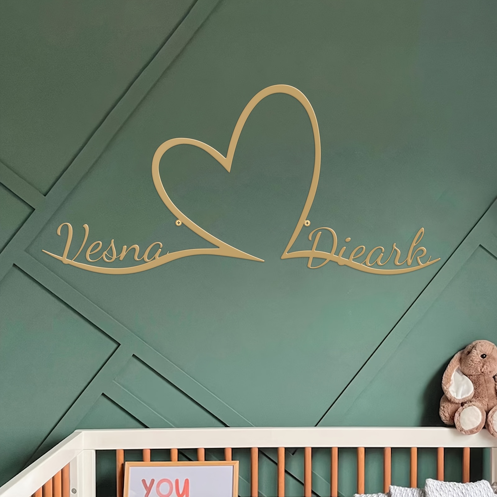 TEMU A Custom Metal Heart Wall Art Piece, Modern Home Decor, Personalized Couple Name Decoration, Metal Wall Ornament, Housewarming Gift, Home