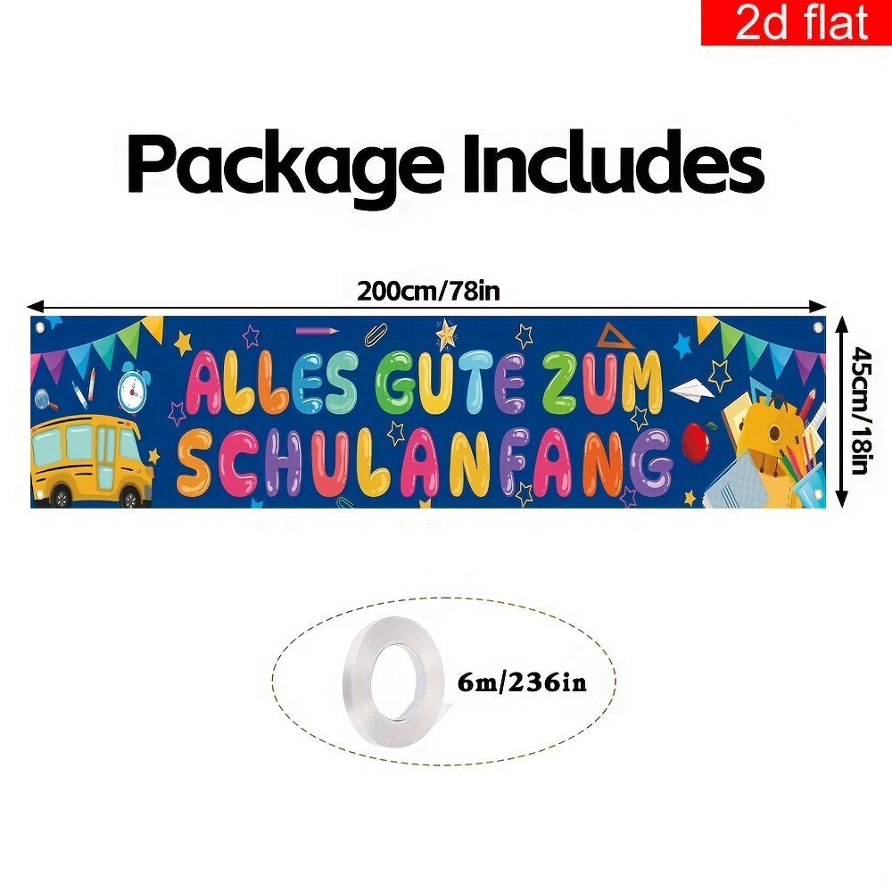 E-shop 2D Flach, 2D Flach - 2D Flach Banner, ., Deutsch "Willkommen zurück zur Schule" Hofschild Banner, Hergestellt aus Polyester, Hängender