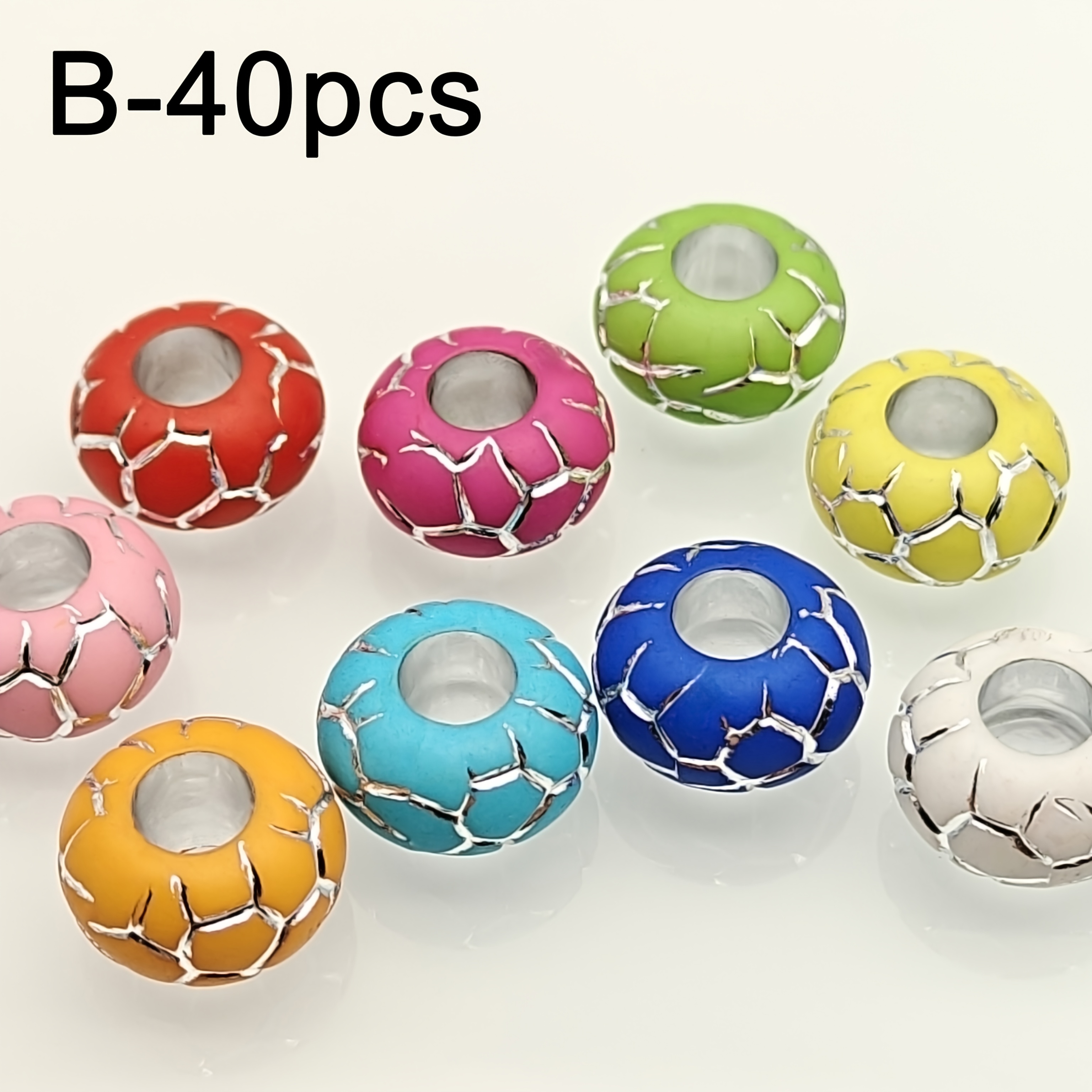 E-shop 13,5*8mm/40 Stk. farbige Acryl-Radperlen, Schlangenhautmuster-Perlen mit großem Loch, DIY-Schmuckherstellungszubehör, handgefertigtes