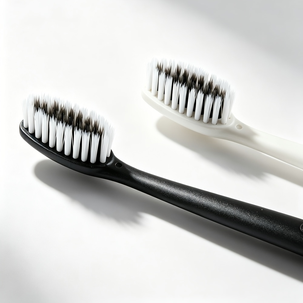 10pcs Black or White Adult Toothbrushes with Soft Bristles
