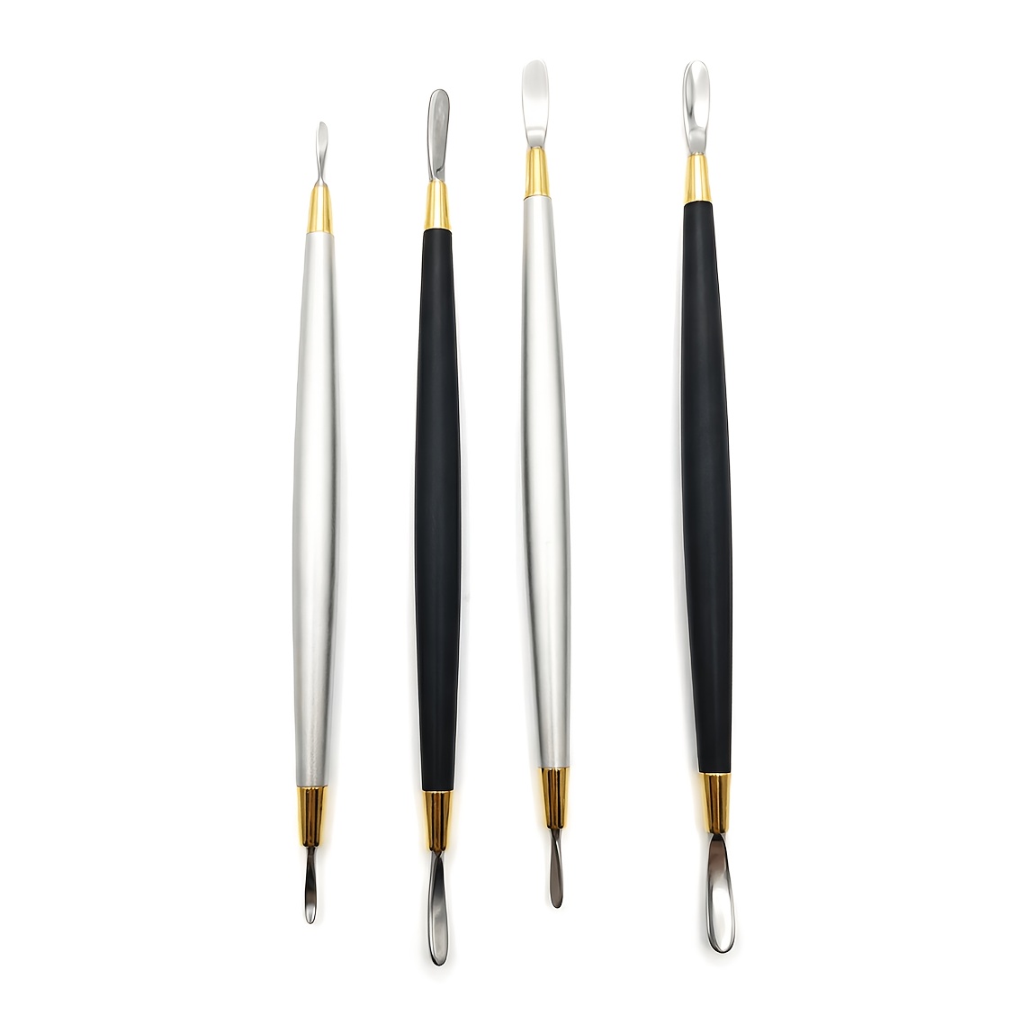 TEMU 4pcs Double-ended Polymer Clay Sculpting Tools Set, Dual-color Metal Carving Spatulas & Detail Picks For Pottery, Ceramics, Wax Modeling & Diy