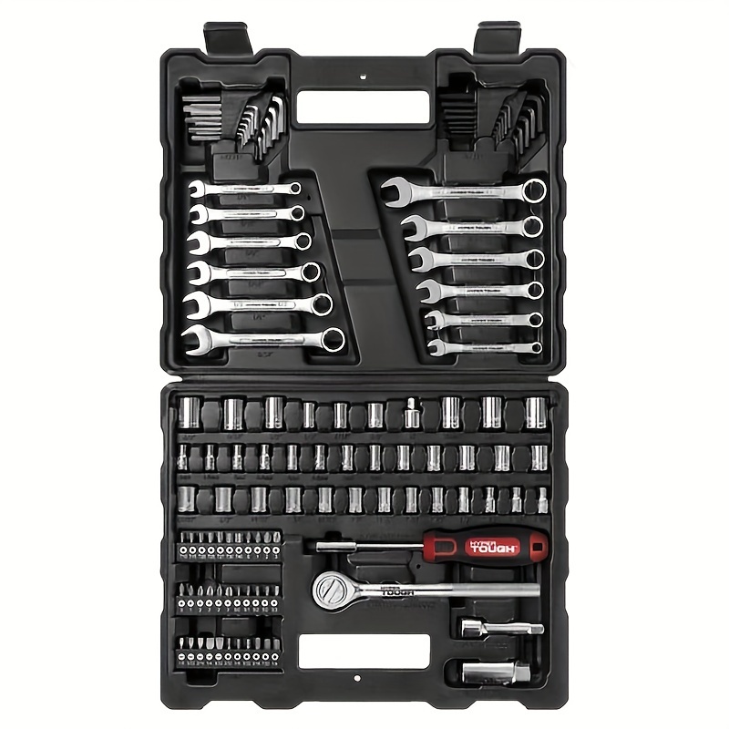 

Super Tough 113 Piece 1/4 And 3/8 Inch Drive American Automotive Engineer Tool Set, Brand New
