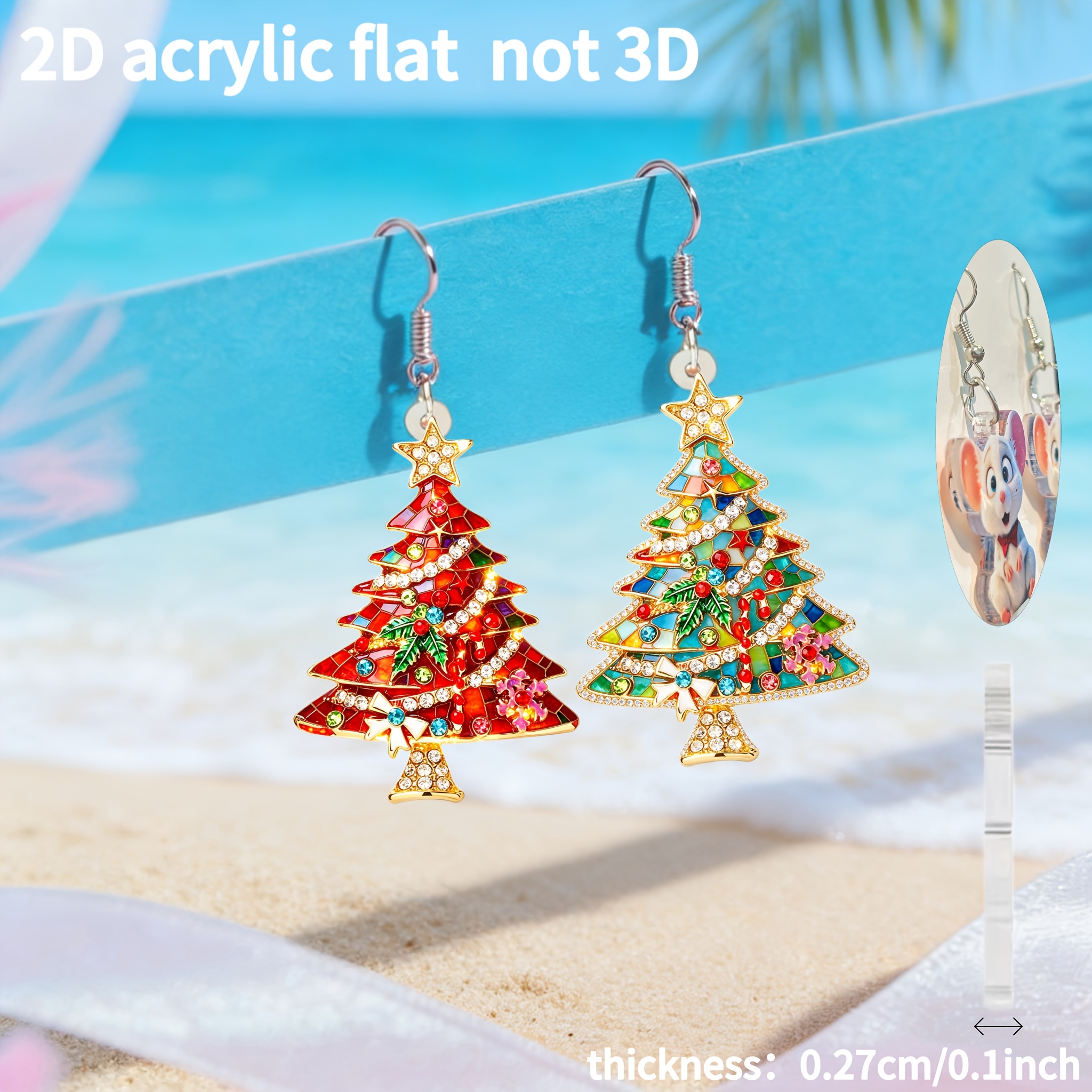 Christmas Tree Pattern Acrylic Earrings for Festive Wear