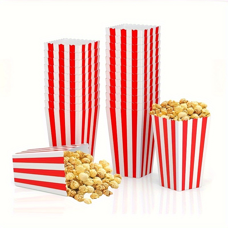 

30-piece Mini Popcorn Boxes - Vintage Red & White Striped Design For Movie Nights, Parties, Carnivals, Birthdays & Weddings - Retro Cardboard Snack Containers