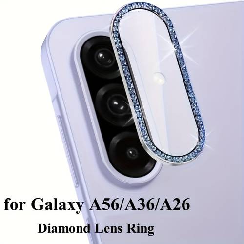 anillo de lente de metal con diamantes para samsung galaxy a56/a36/a26 - protector de vidrio templado de total con protección antiarañazos y antihuellas