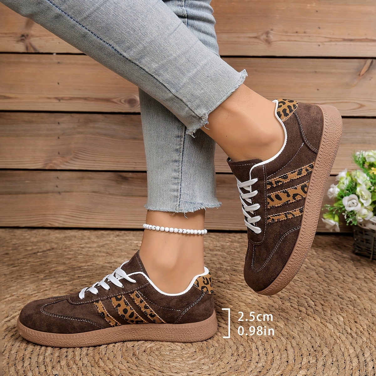 Women'S All-Season Casual Sneakers - Lightweight Cushioned Comfort, Non-Slip Rubber Sole, All-Season Everyday & Formal Shoes - Brown - for Women, Versatile Footwear, Breathable Fabric Upper, Durable Traction Footwear, Minimalist Design, Office Wear