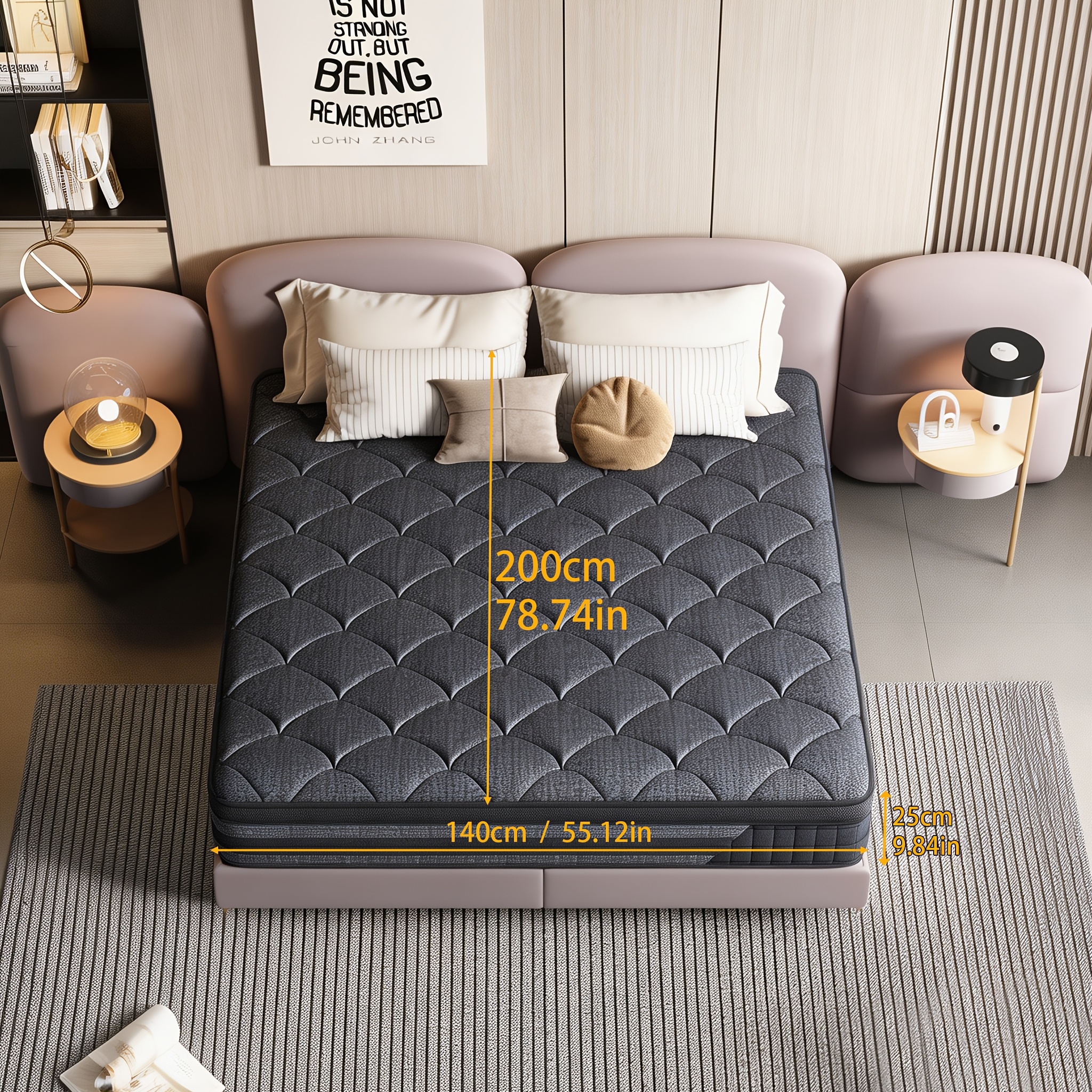 TEMU Types Of Mattresses : Bagged Spring Mattress In 160x200cm, Comfortable Latex Mattress In 140x200cm, Ergonomic Sponge Mattress, Dark Soft