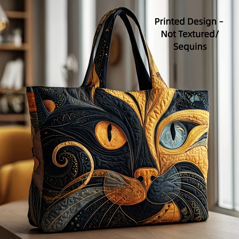 TEMU Printed Design Not Textured/sequins Quilted Tote Bag With , Large-capacity Travel Bag, Suitable For And