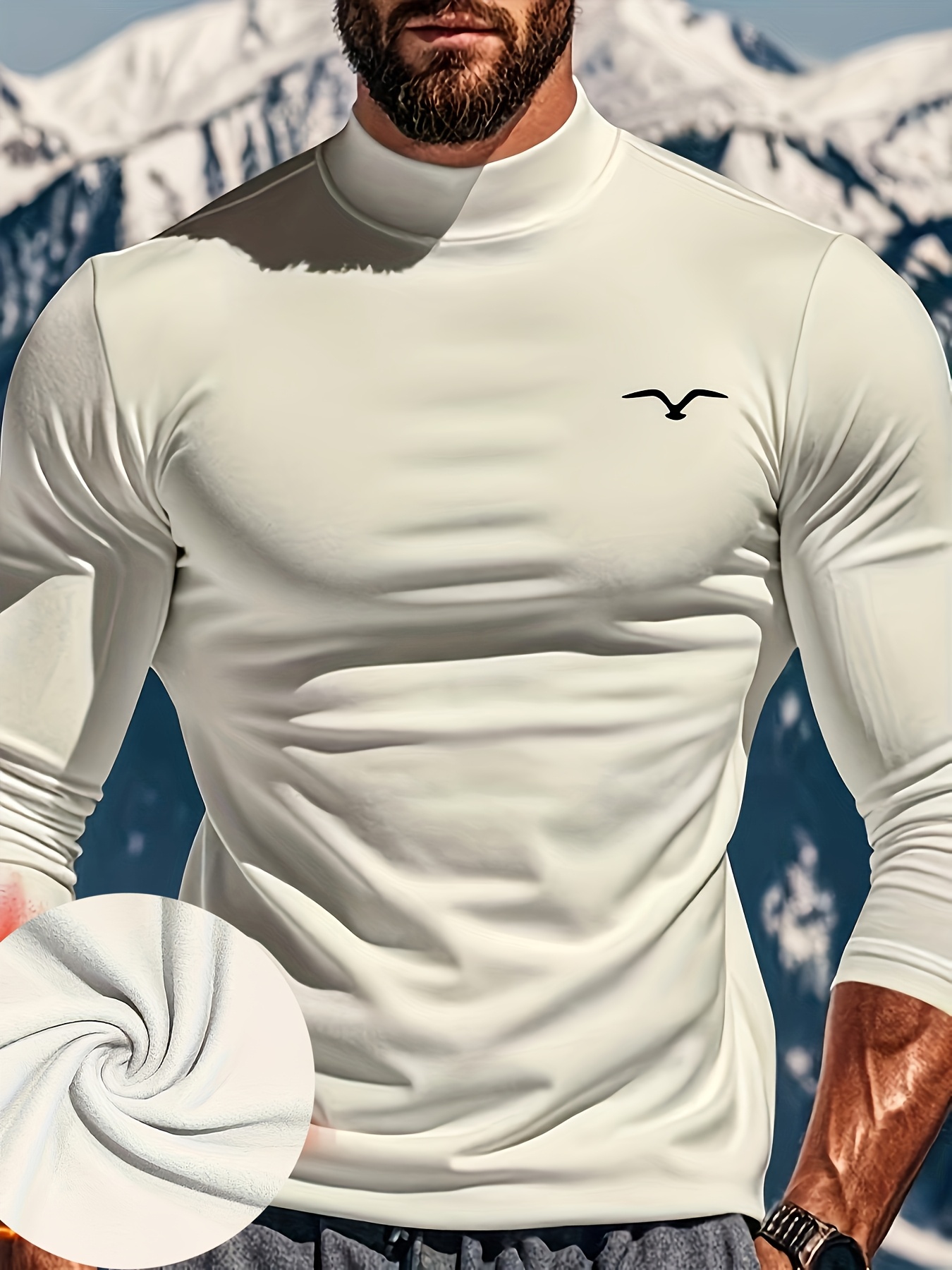 Elastic High-Neck Slim-Fit Thermal Top, Outdoor Sports Slim-Fit Long-Sleeve T-Shirt