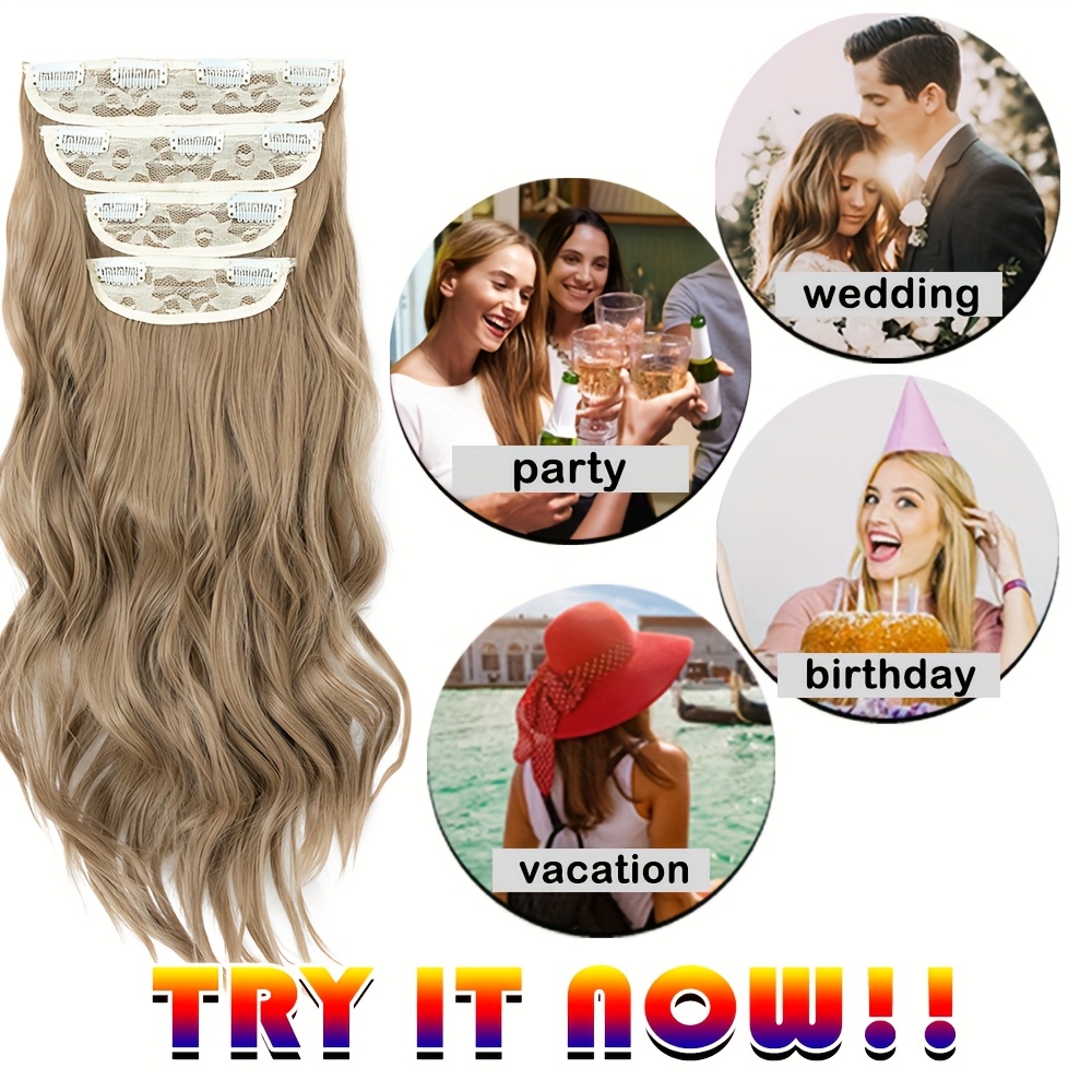clip in hair extensions synthetic   22 inch 185g 4pcs 11clips clip in synthetic hair coloured   long     hairpieces for women use for daily party wedding   to add volumn to show your beauty details 9