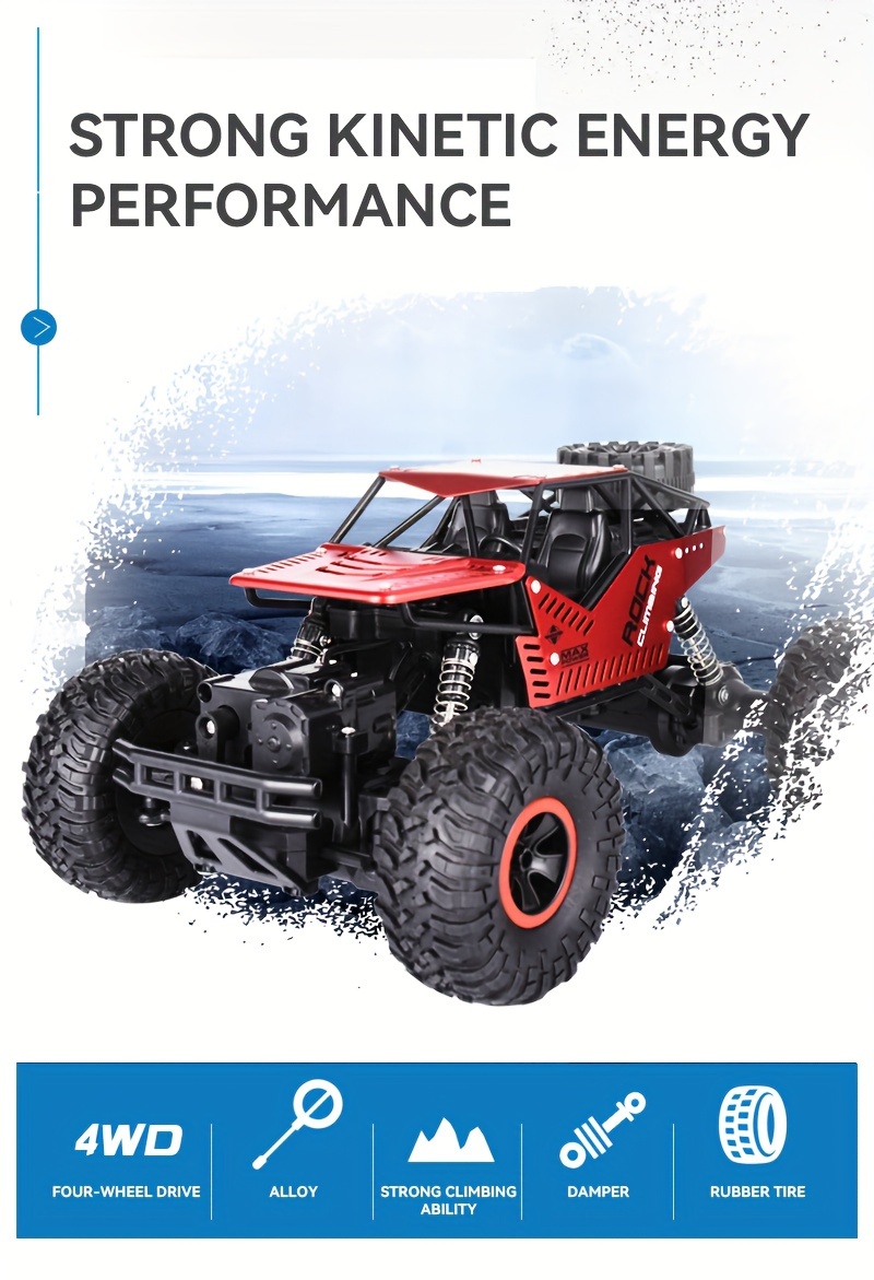 2.4Ghz 4WD RC Cars, Remote Control Off Road Monster Truck, Metal Shell Car 2.4Ghz 4WD Dual Motors, All Terrain Hobby Truck With 120 Min Play Boy Adult Kids Gifts Toys For Halloween Christmas