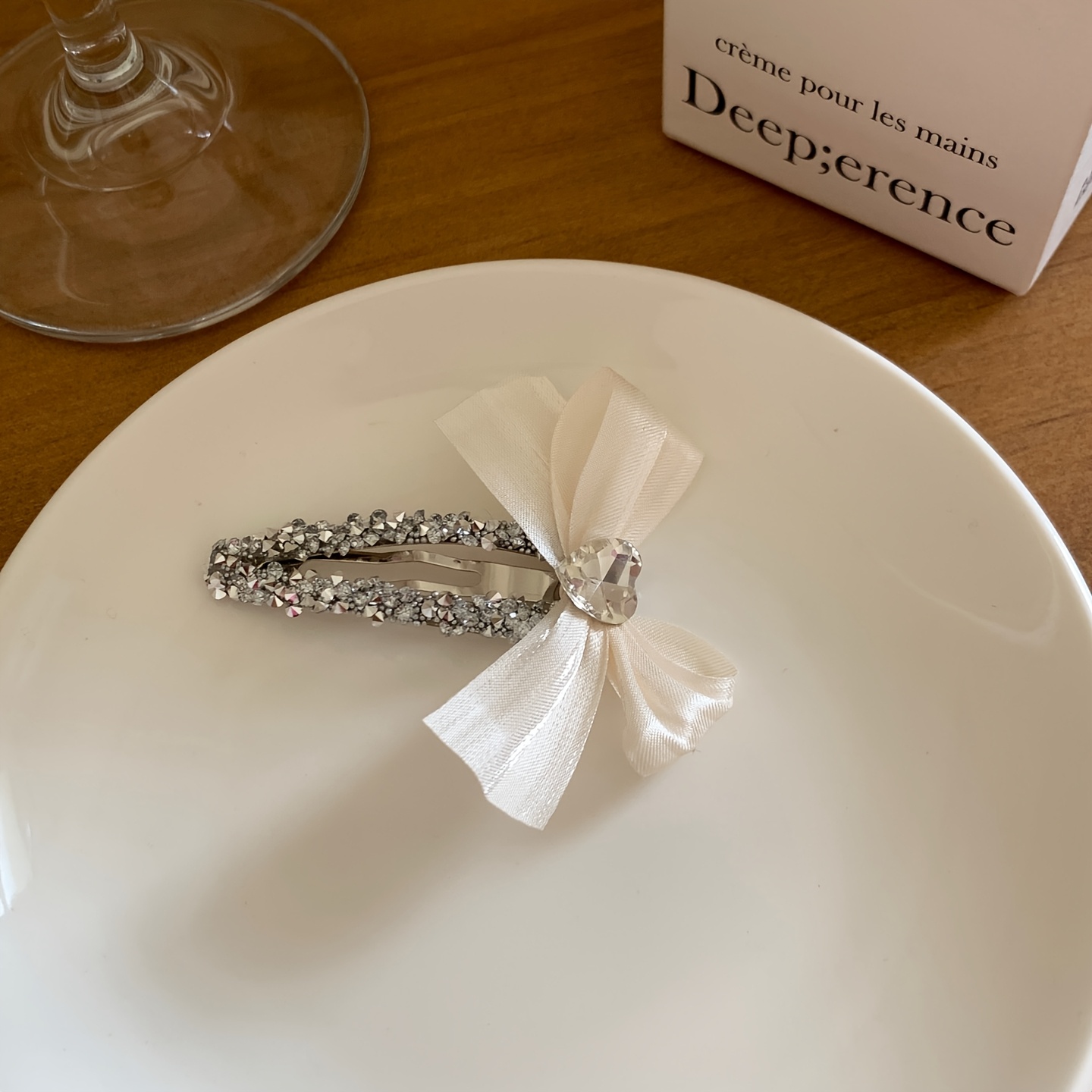 TEMU Pince à cheveux Light avec nœud et strass, pince latérale polyvalente, pince à frange, pince latérale , accessoires de cheveux pour femmes, pour