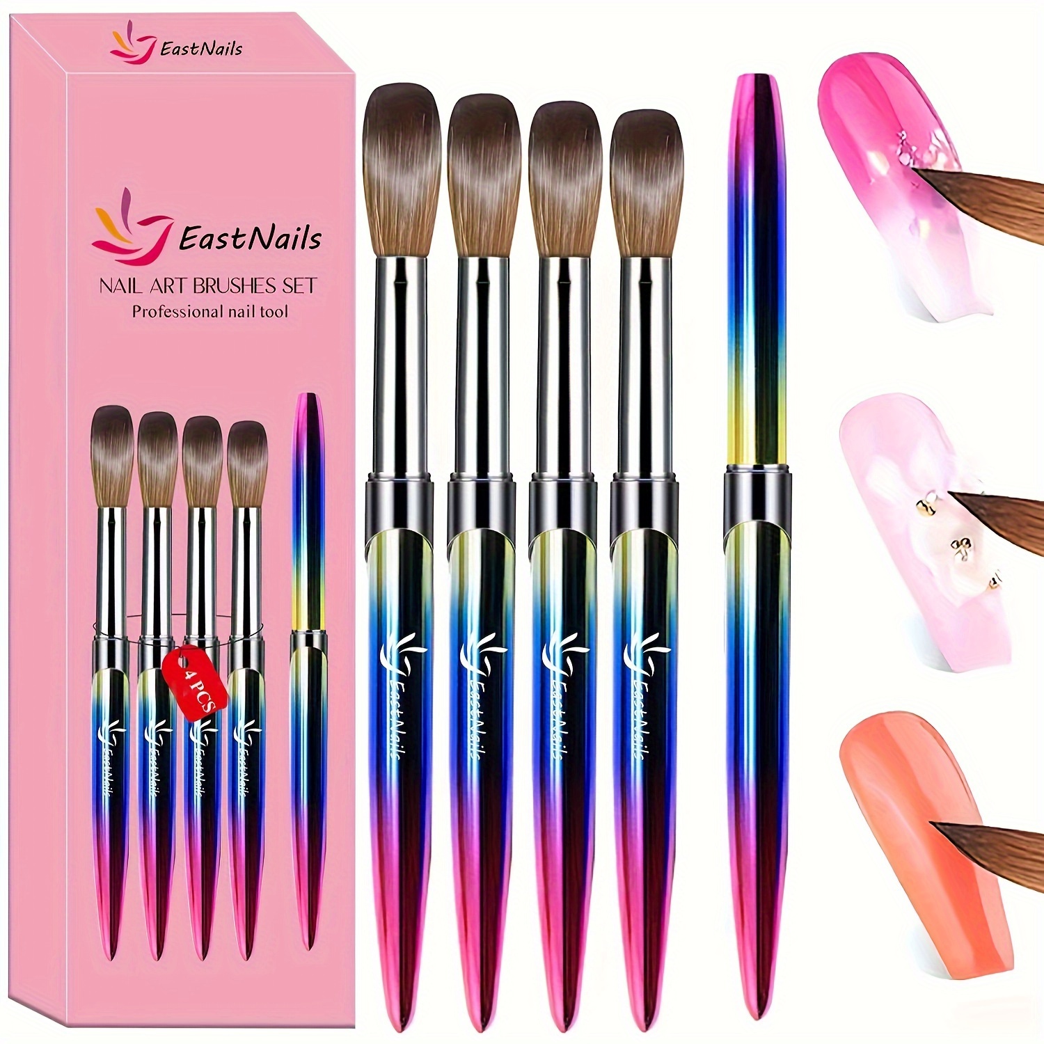

4pcs Nail Art Brushes Set, Nail Gel Brush, Professional Acrylic Nail Drawing Pen, Nail Art Brush For Salon At Home Diy Manicure