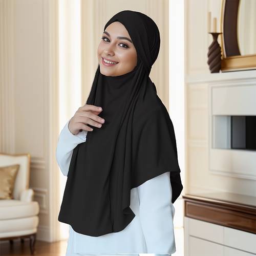 Elegant Solid Color Polyester Hijab - Breathable, Warm & Yarn- Muslim Scarf for Going Out - Machine Washable - Stylish Inelastic Malay Tie Headscarf Shawl for