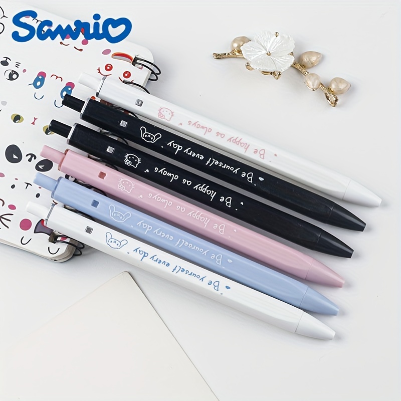 

Hello Kitty Fine Point Retractable Ballpoint Pens, Square Body Shape, Plastic Material, For Ages 14+ - Black Ink For Office, Signing, And Exams (pack Of 5)