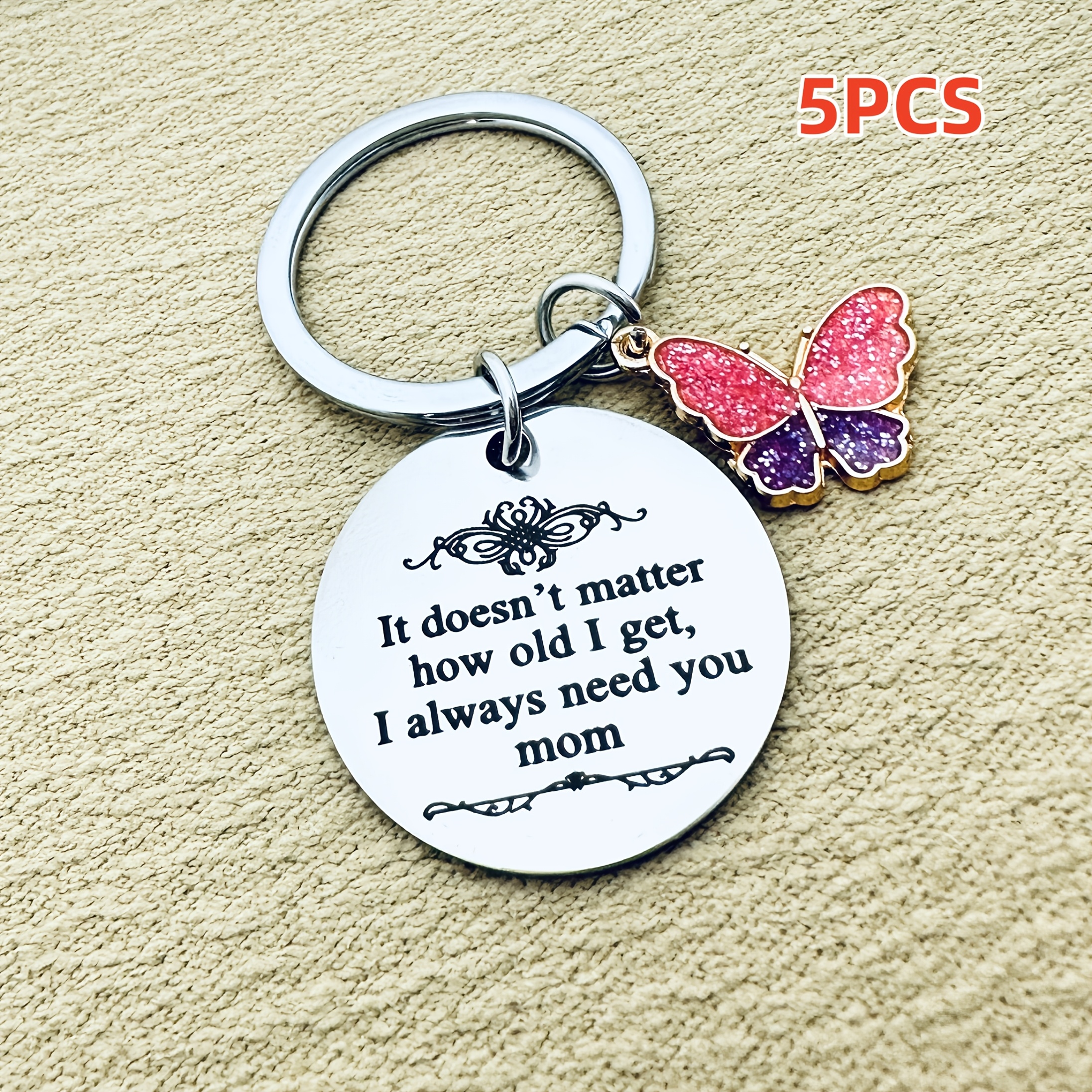 TEMU 2pcs/ 5pcs. Attractive Accessory Keychain. A Creative Gift For Mom. How Old I Am, I Will Need You, Mom. This Is A Christmas Gift, Gift, Birthday
