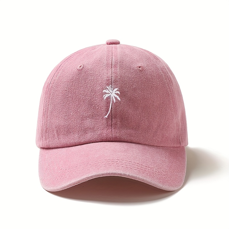 Coconut Tree Washed Baseball Cap, Lightweight And Stretchy Material, Stylish And Adjustable - , Suitable For Boys, Girls, Wear