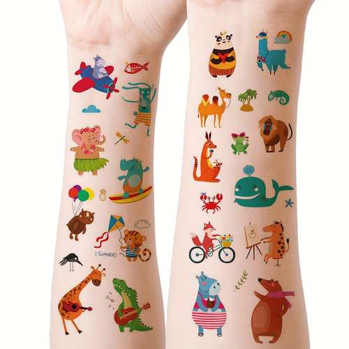 Tatouages éphémères Animaux Pour Enfants - Lot De 10 Feuilles, Réalistes, étanches