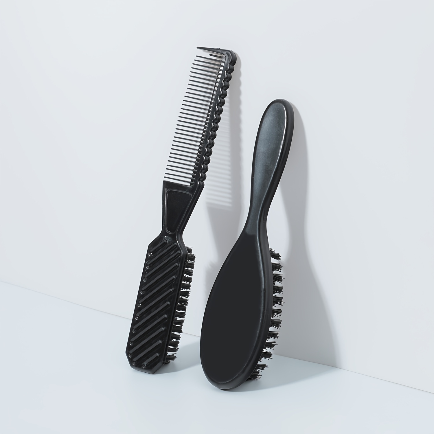 

2pcs Portable Dual-ended Hair Brush & Comb Set - Nylon For All Hair Types, Abs Plastic Handle, Ideal For Travel