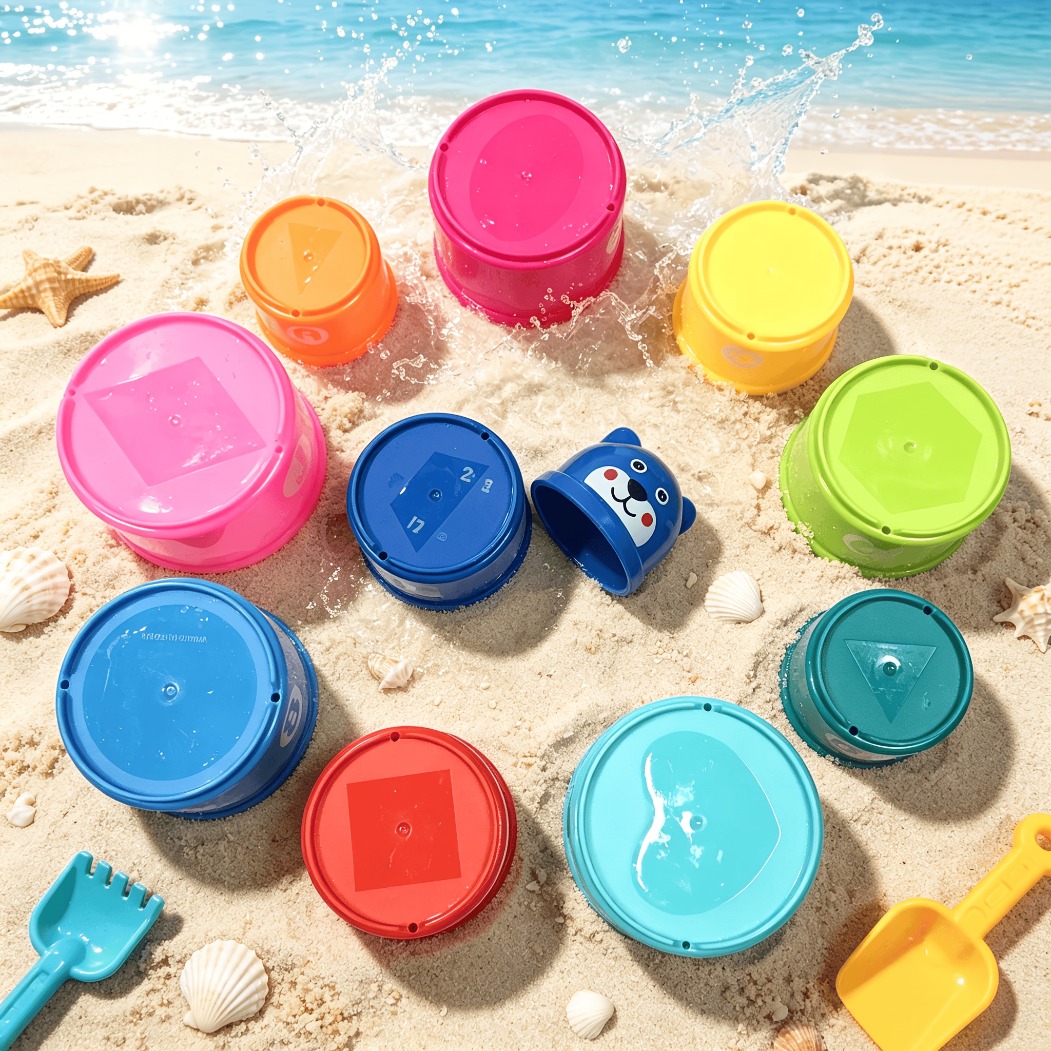 11pcs Round Stacking Cups - Random Colors