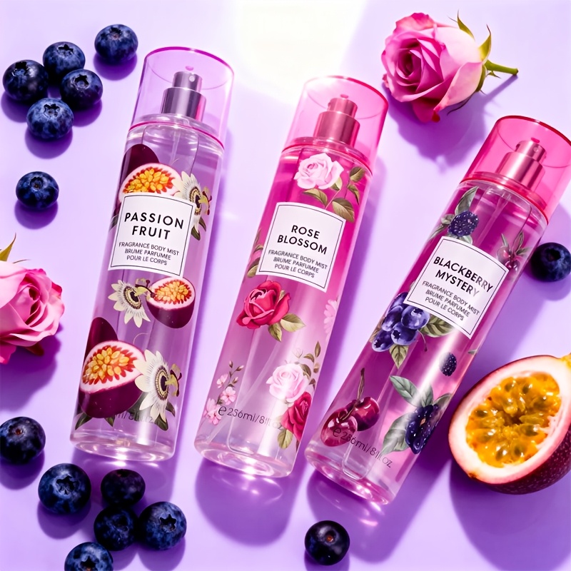 TEMU 18 Scents Women's Hair And Body Fragrance Mist 3-pack (8fl.oz/pcs) - Long-lasting Body Spary For Daily Use | Dates | Gifts